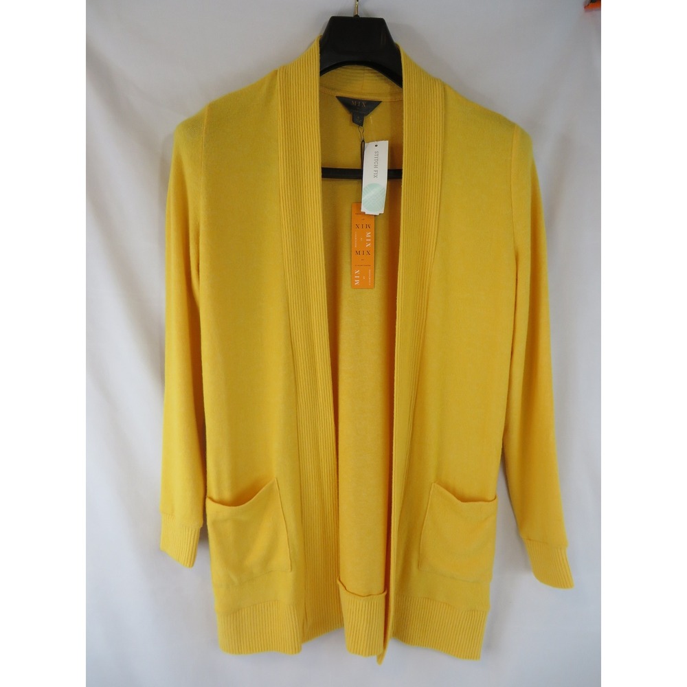 MIX by 41 Hawthorn‎ Stitch Fix Yellow Open Front Shawl Collar Cardigan Small NEW